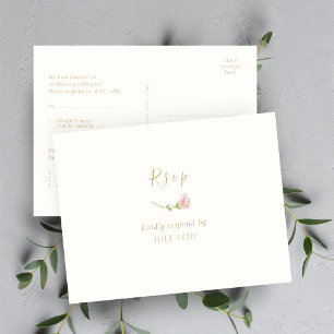 Elegant Floral Rose & Ivory RSVP Response Postcard