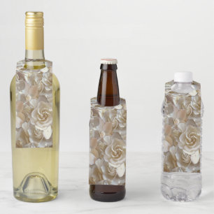 Elegant Floral Rose Petal Pattern Bottle Tag