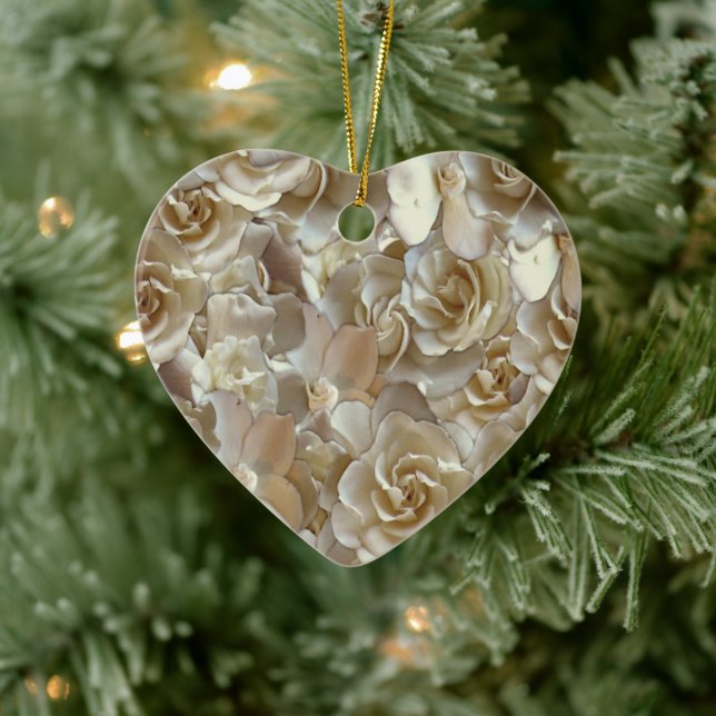 Elegant Floral Rose Petal Pattern  Ceramic Tree Decoration (Tree)