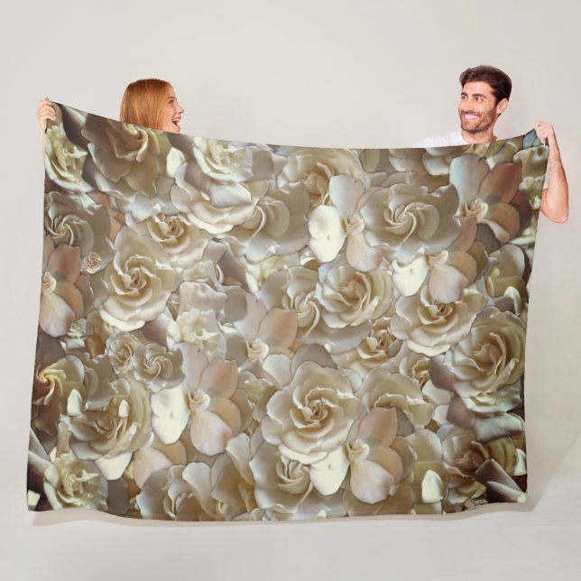 Elegant Floral Rose Petal Pattern  Fleece Blanket (In Situ)