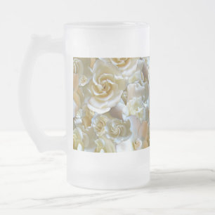 Elegant Floral Rose Petal Pattern  Frosted Glass Beer Mug