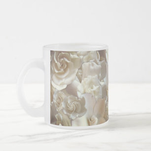 Elegant Floral Rose Petal Pattern  Frosted Glass Coffee Mug