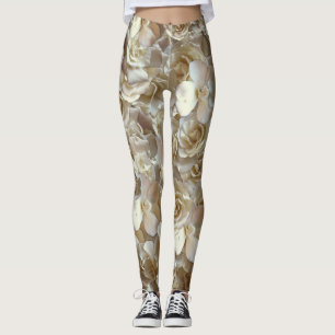 Elegant Floral Rose Petal Pattern Leggings