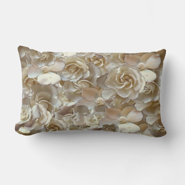 Elegant Floral Rose Petal Pattern  Lumbar Cushion (Front)