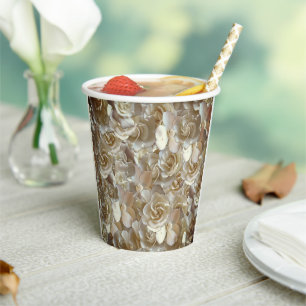 Elegant Floral Rose Petal Pattern Paper Cups