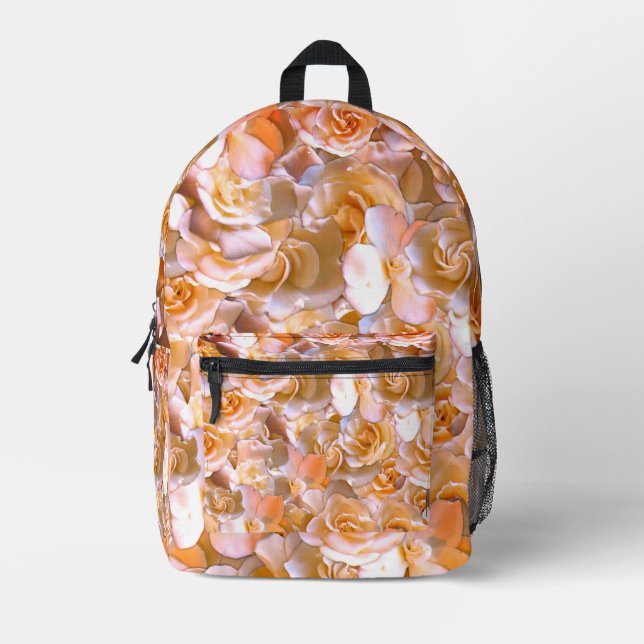 Elegant Floral Rose Petal Pattern  Printed Backpack (Front)