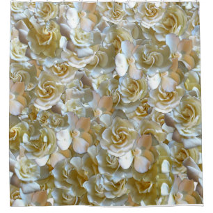 Elegant Floral Rose Petal Pattern Shower Curtain