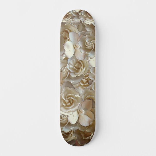 Elegant Floral Rose Petal Pattern  Skateboard (Front)