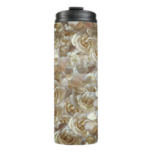 Elegant Floral Rose Petal Pattern Thermal Tumbler