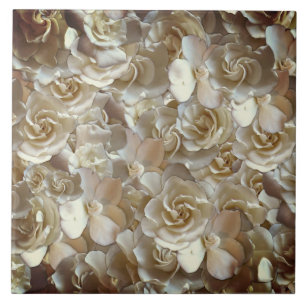 Elegant Floral Rose Petal Pattern Tile