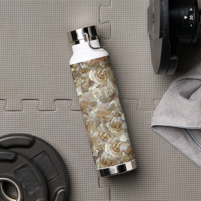 Elegant Floral Rose Petal Pattern  Water Bottle (Gym)