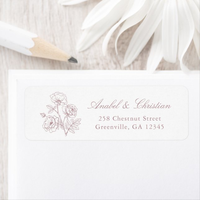 Elegant Floral Roses Blush Wedding Return Address (Insitu)