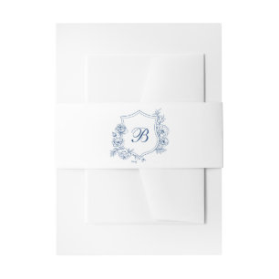 Elegant Floral Roses Crest Wedding Monogram Invitation Belly Band