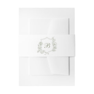Elegant Floral Roses Crest Wedding Monogram Invitation Belly Band