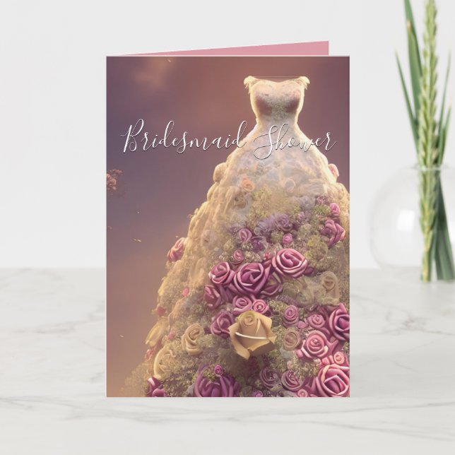 Elegant Floral Roses Dress Bridal Shower Card (Front)