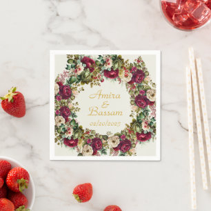 Elegant Floral Roses Islamic Wedding Napkin