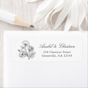 Elegant Floral Roses Leafy Wedding Return Address