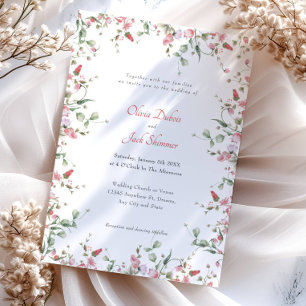 Elegant Floral Roses simple Script Wedding Invitation
