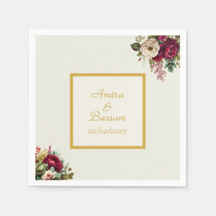 Elegant Floral Roses Wedding  Napkin