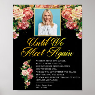 Elegant Floral Rosy Photo Funeral Poem Sign