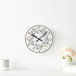 Elegant Floral Round Clock