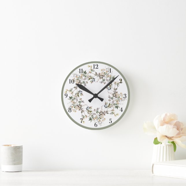 Elegant Floral Round Clock (Home)