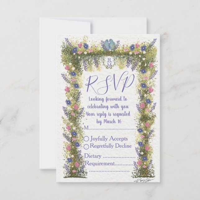 Elegant Floral RSVP Card 5x3.5 - Hand-Drawn Art (Front)