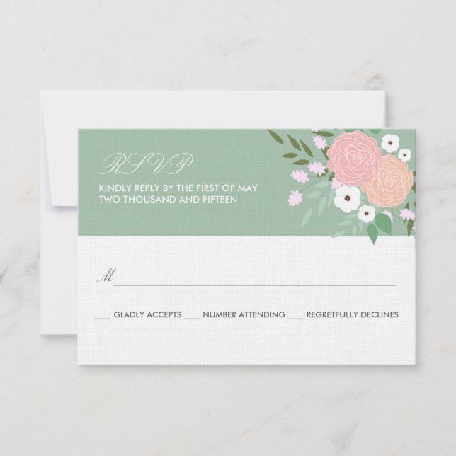 Elegant Floral RSVP Card - mint (Front)