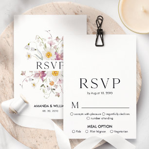 Elegant Floral RSVP Card   Wedding Response Card