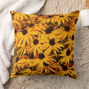 Elegant Floral Rudbeckia Black-Eyed Susans Cushion