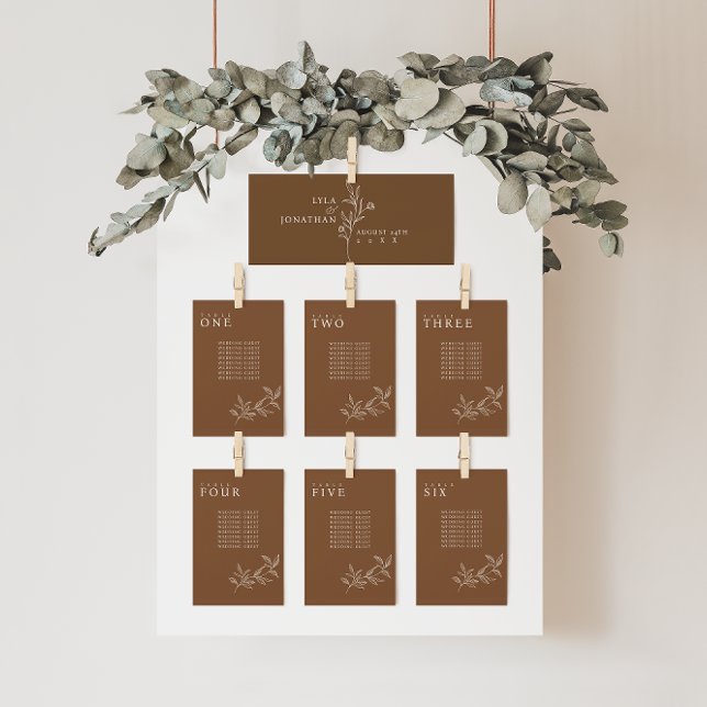 Elegant Floral Rust Wedding Seating Chart Cards (Creator Uploaded)