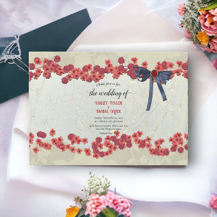 Elegant Floral Rustic Bow Stylish Modern Wedding Invitation