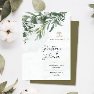 Elegant Floral Rustic Eucalyptus Greenery Wedding Invitation