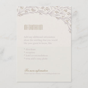 Elegant floral rustic wedding information card