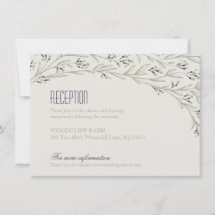 Elegant floral rustic wedding reception card