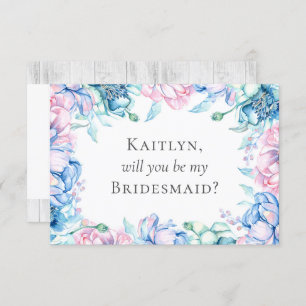 Elegant Floral Rustic Wood Bridal Party Proposal Invitation