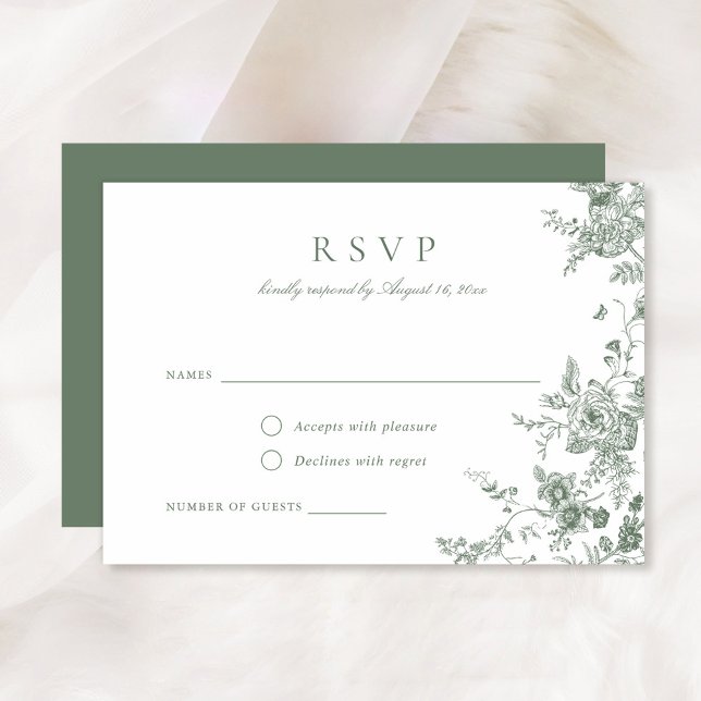 Elegant Floral Sage Green Botanical RSVP Card (Creator Uploaded)