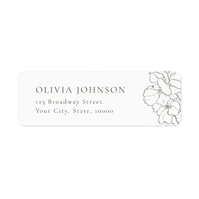 Elegant floral sage green Return Address (Front)