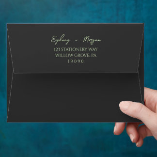 Elegant Floral Sage Green Wedding Invitation Envelope