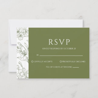 Elegant Floral Sage Green Wedding RSVP Card