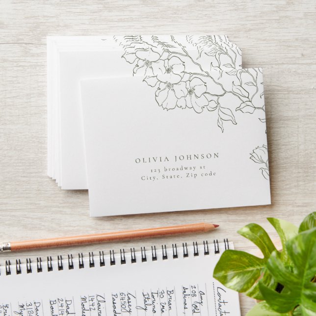 Elegant floral sage green wedding RSVP  Envelope (Stacked)