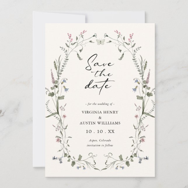 Elegant Floral Save The Date (Front)