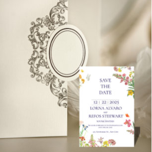 Elegant Floral Save the Date Card