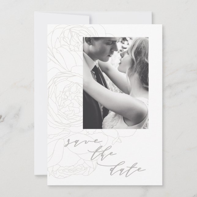 Elegant floral save the date. date (Front)