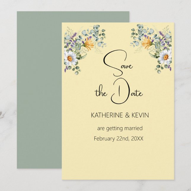 Elegant Floral Save the Date Invitation (Front/Back)