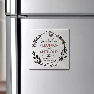 Elegant Floral Save The Date Magnet
