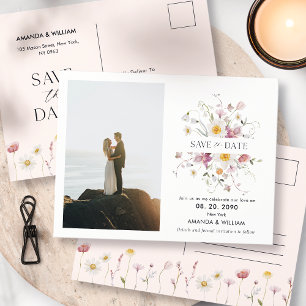 Elegant Floral Save The Date Postcard