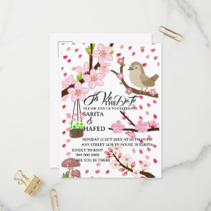 Elegant floral save the date template, wildflower invitation postcard