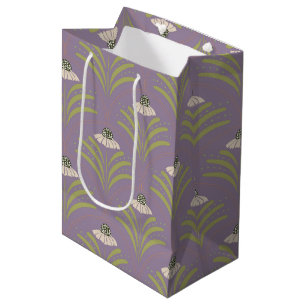 Elegant floral scallop on purple medium gift bag