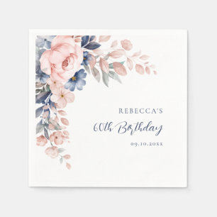 Elegant Floral Script 60th Birthday Any Age Napkin
